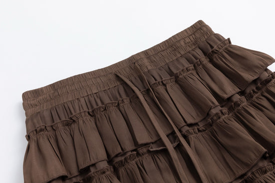 Brown Satin Ruffle Cake Skirt