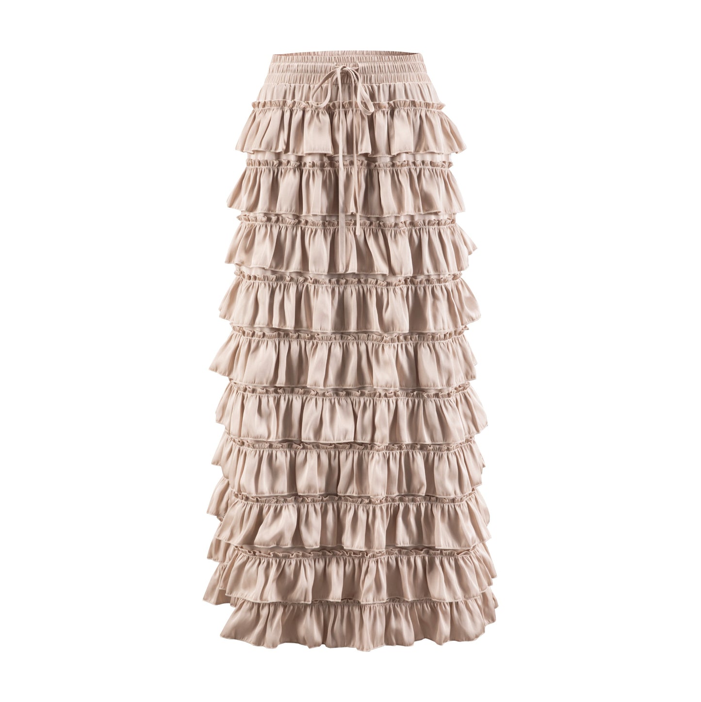 Cream Satin Ruffle Skirt