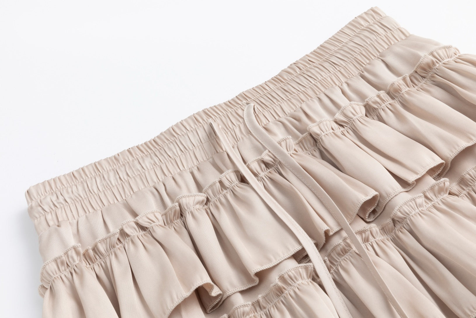 Cream Satin Ruffle Skirt