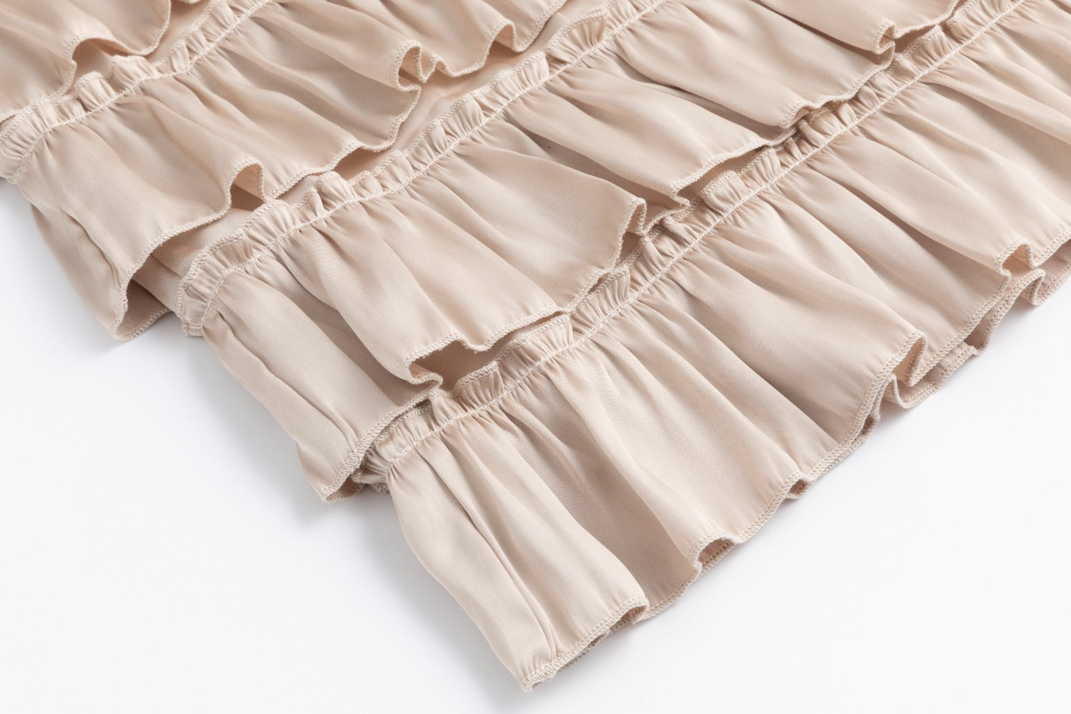 Cream Satin Ruffle Skirt