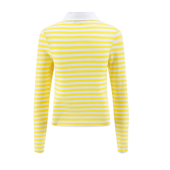 Yellow/White Stripes Polo Top