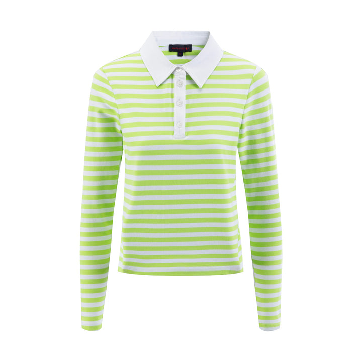 Pistachio/White Stripes Polo Top