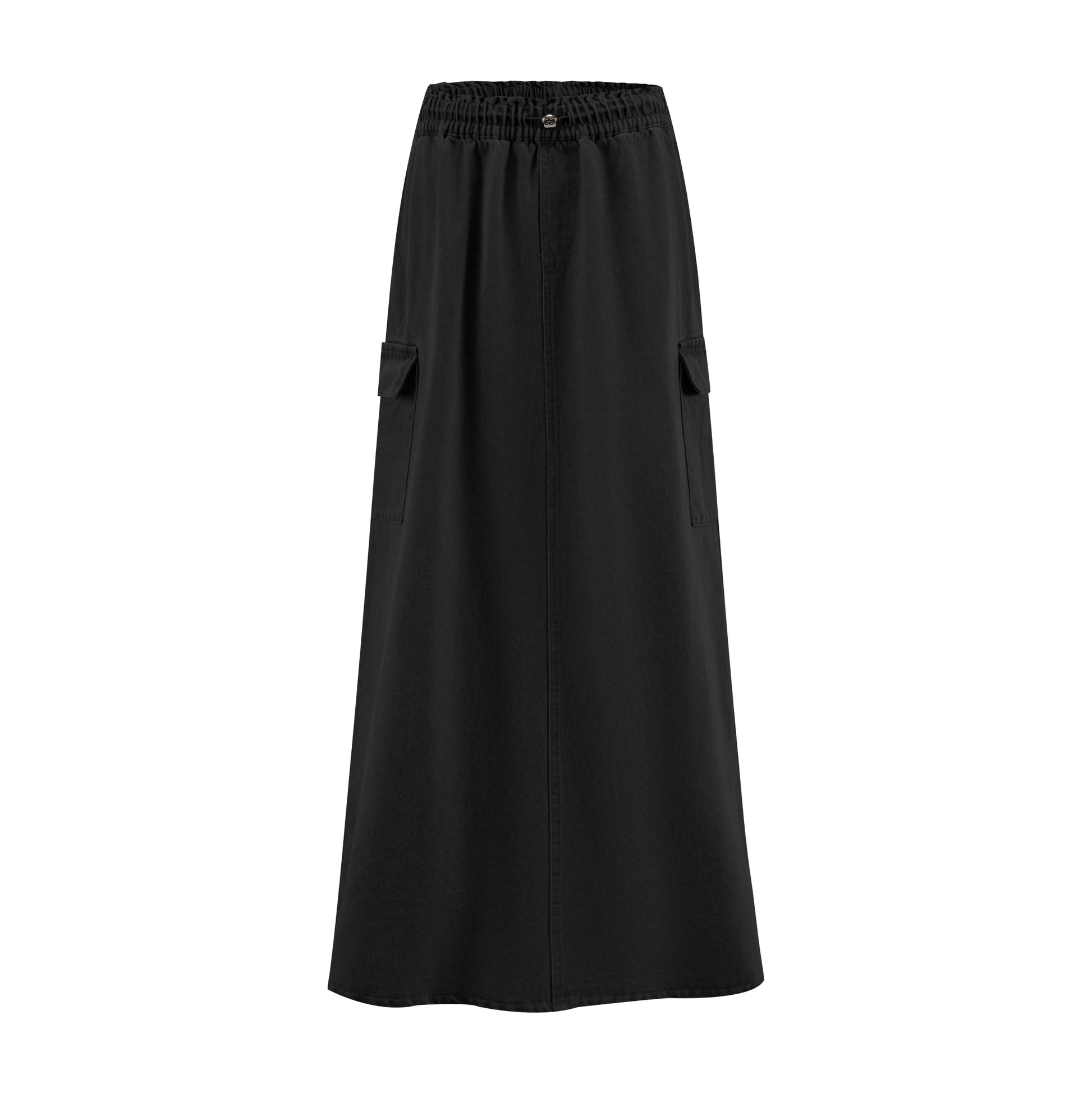 Black Denim Cargo Skirt