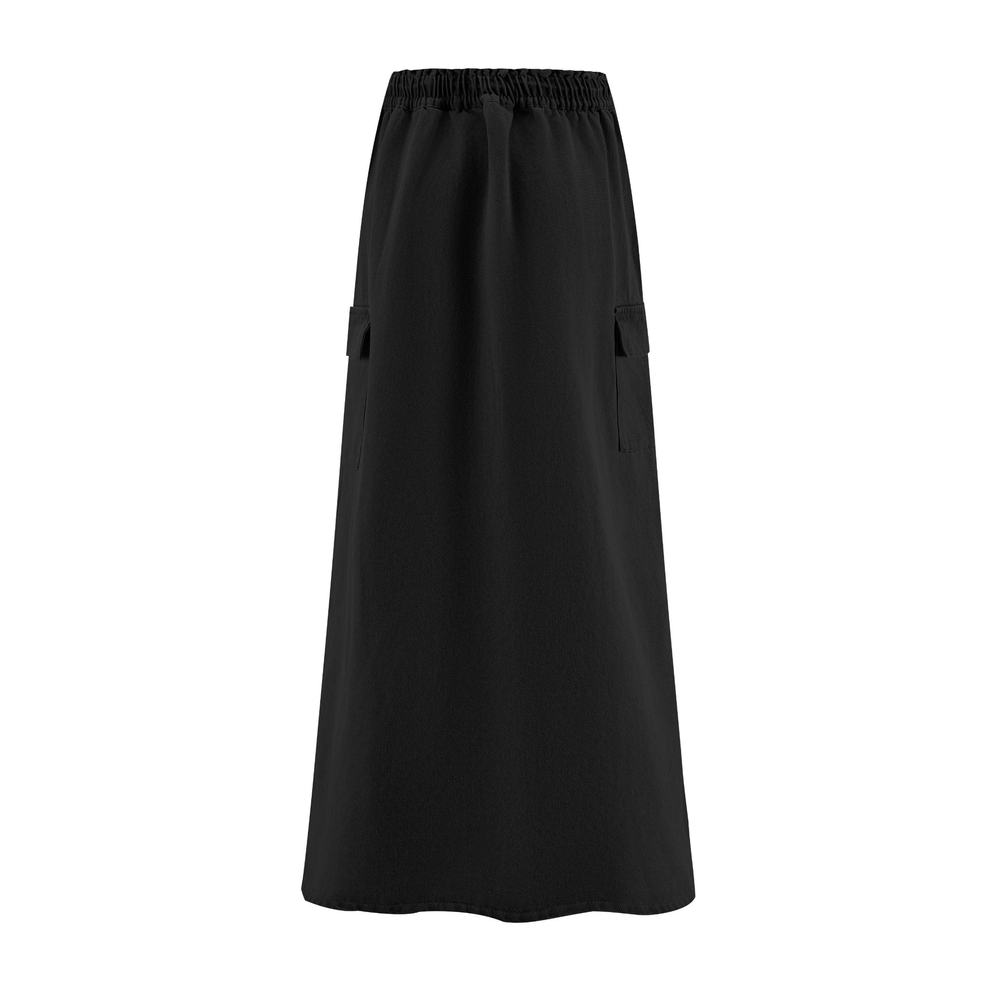 Black Denim Cargo Skirt