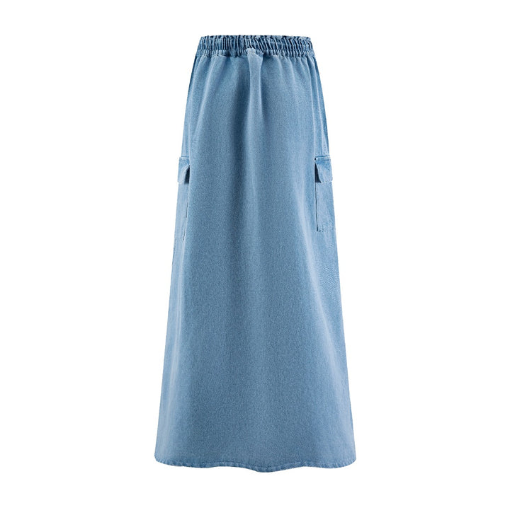 Blue Denim Cargo Skirt