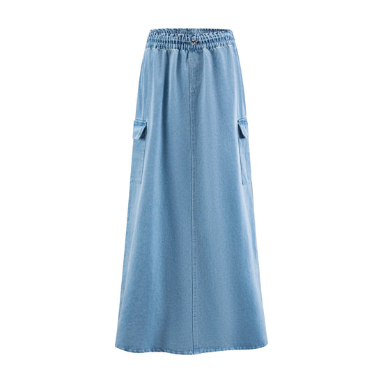 Blue Denim Cargo Skirt