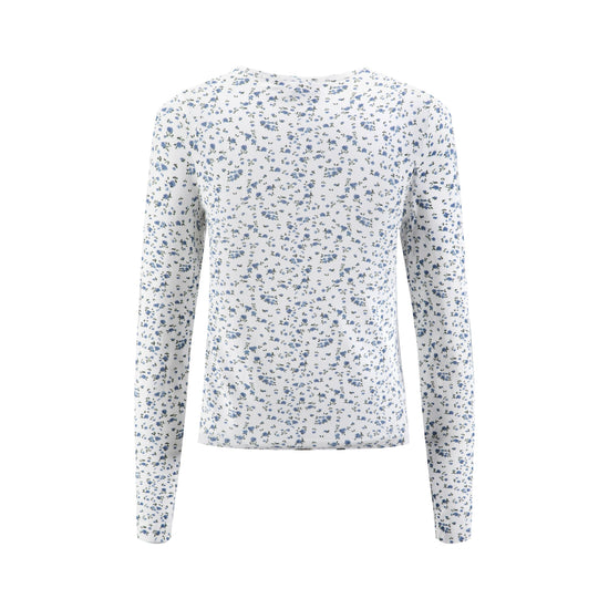 Blue Floral Printed T Shirt