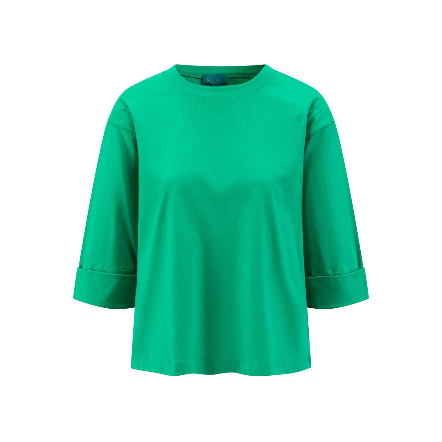 Boxy Fold Over Sleeve T-Shirt - Kelly Green