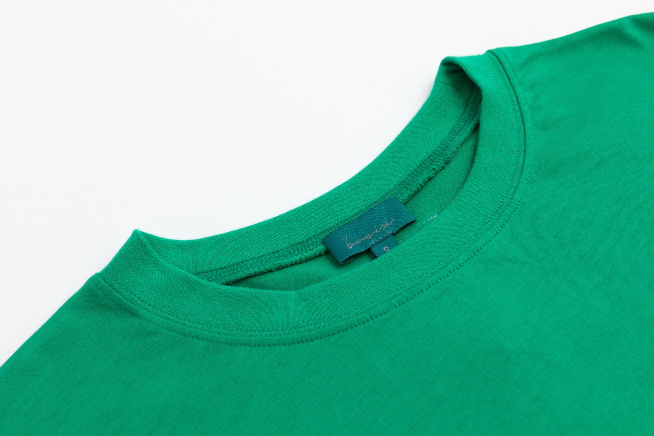 Boxy Fold Over Sleeve T-Shirt - Kelly Green