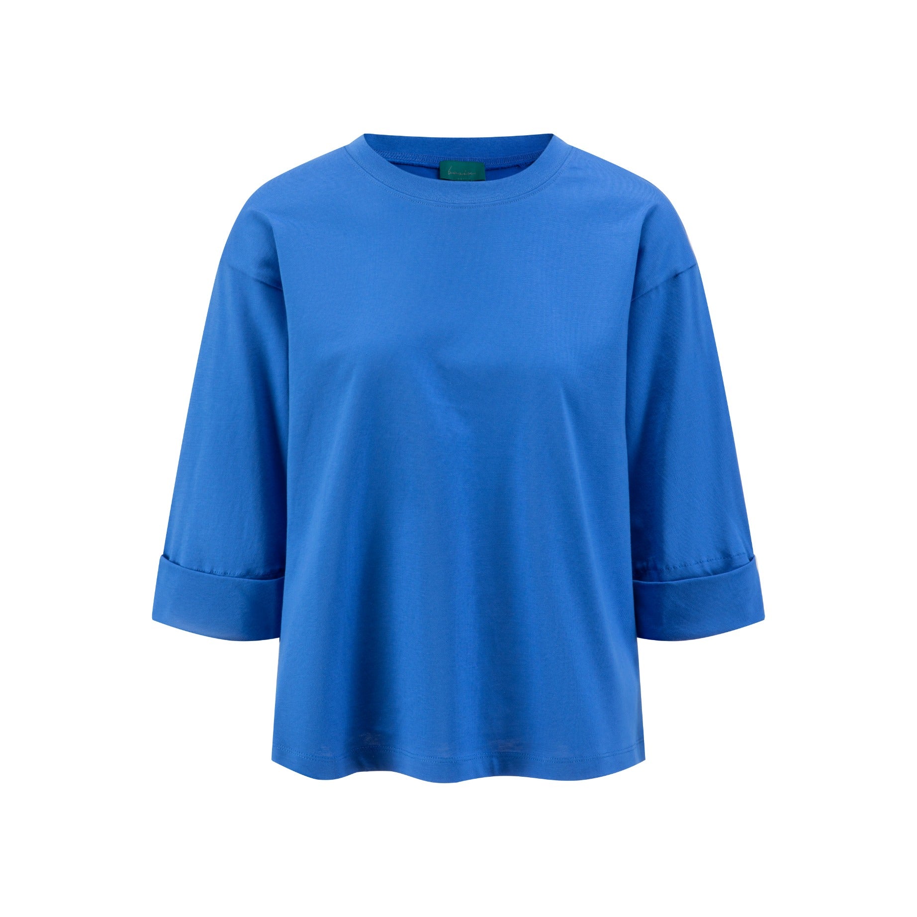 Boxy Fold Over Sleeve T-Shirt - Royal Blue