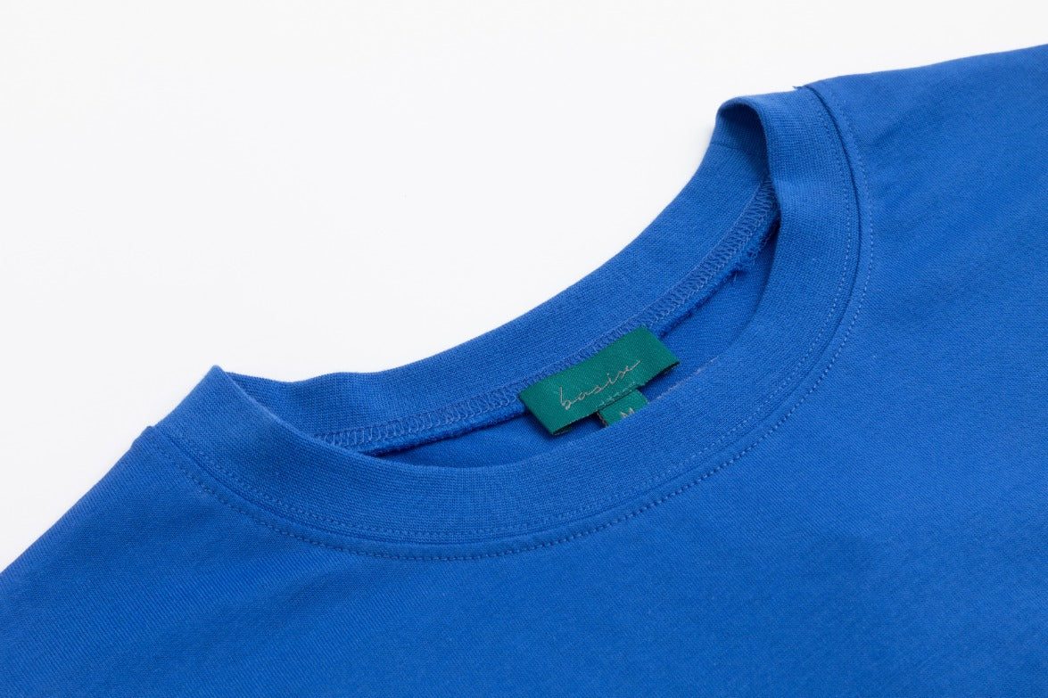 Boxy Fold Over Sleeve T-Shirt - Royal Blue