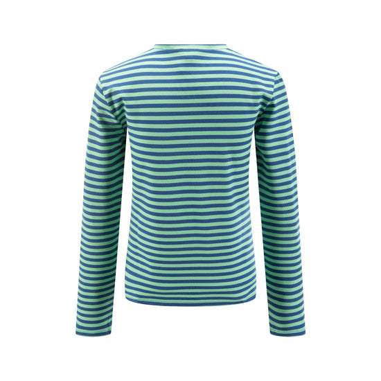 Ribbed V-Neck T-Shirt - Blue/Green