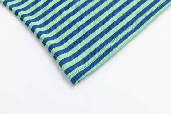 Ribbed V-Neck T-Shirt - Blue/Green