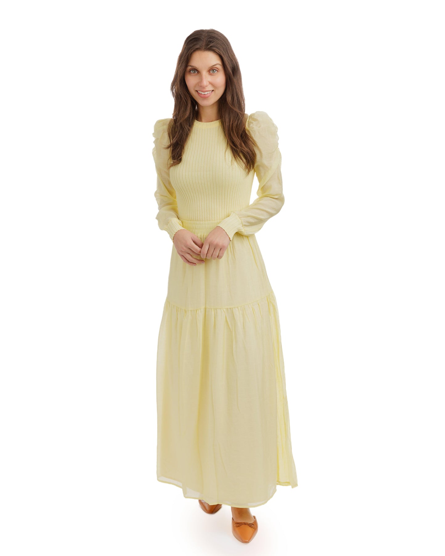 Yellow Knit Center With Flowy Sleeves