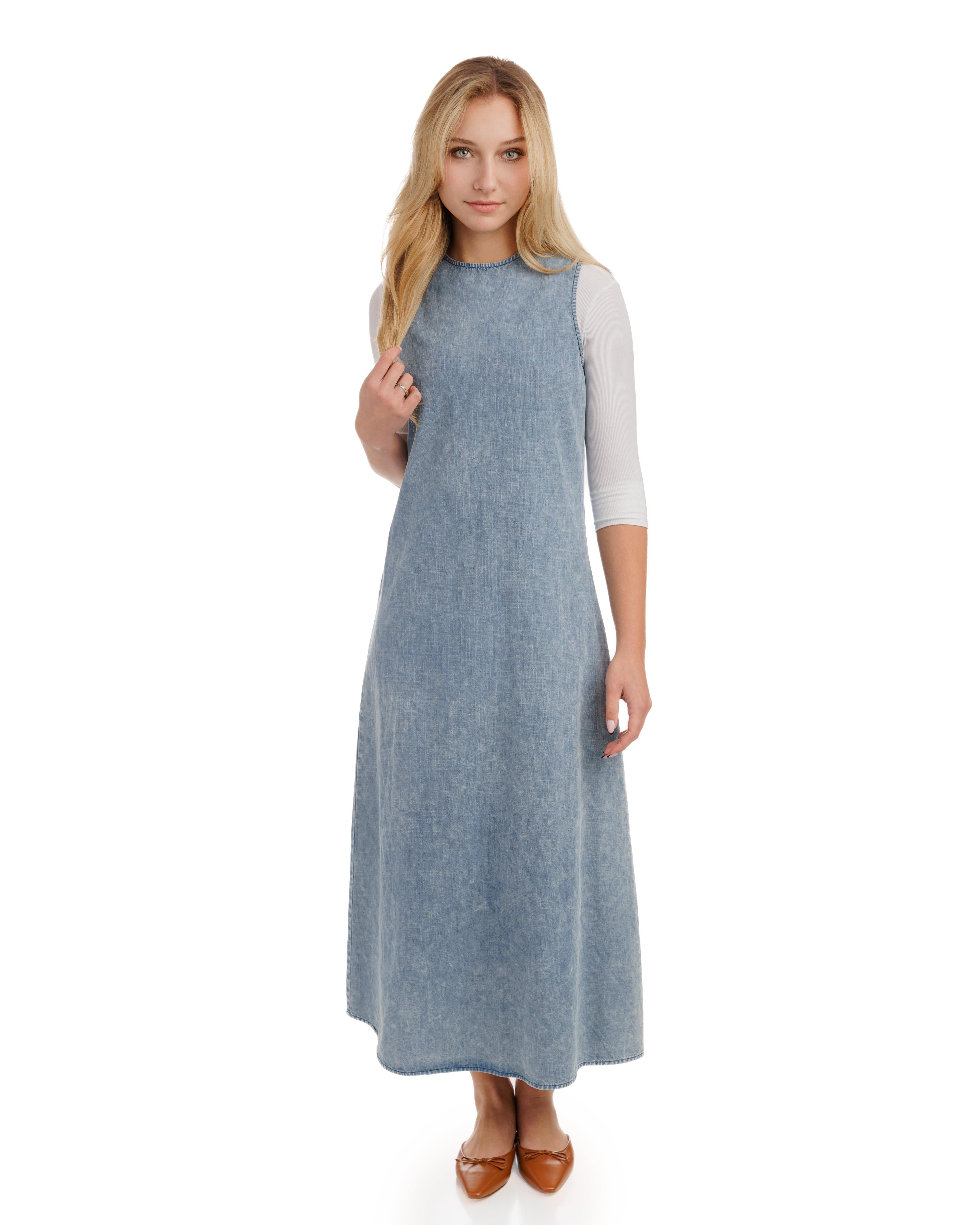 Blue Wash Denim Sleeveless Dress