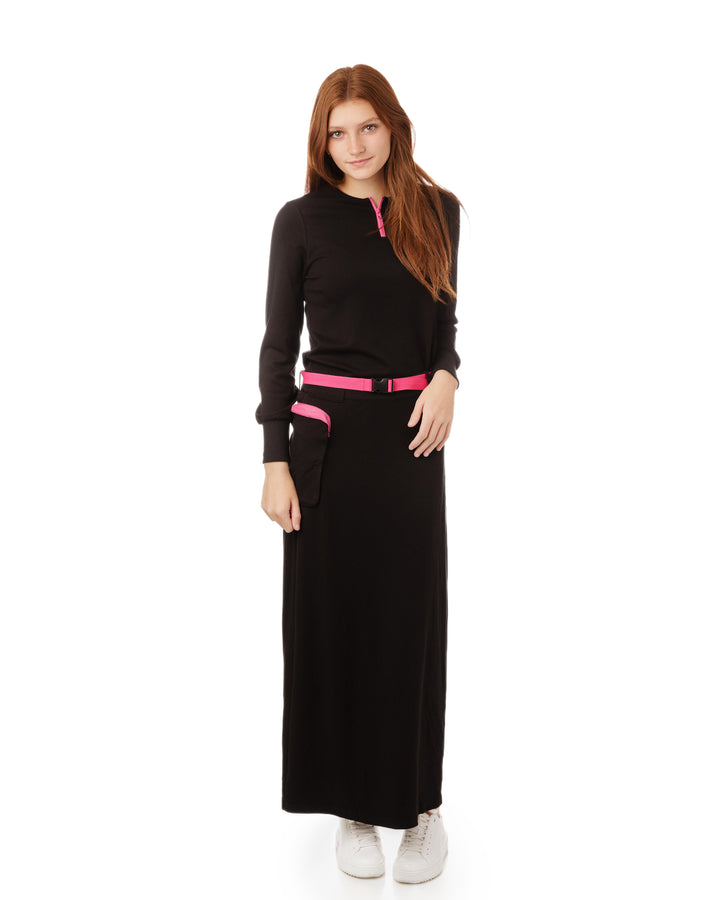 Black Skirt With Hot Pink Ribbon Belt