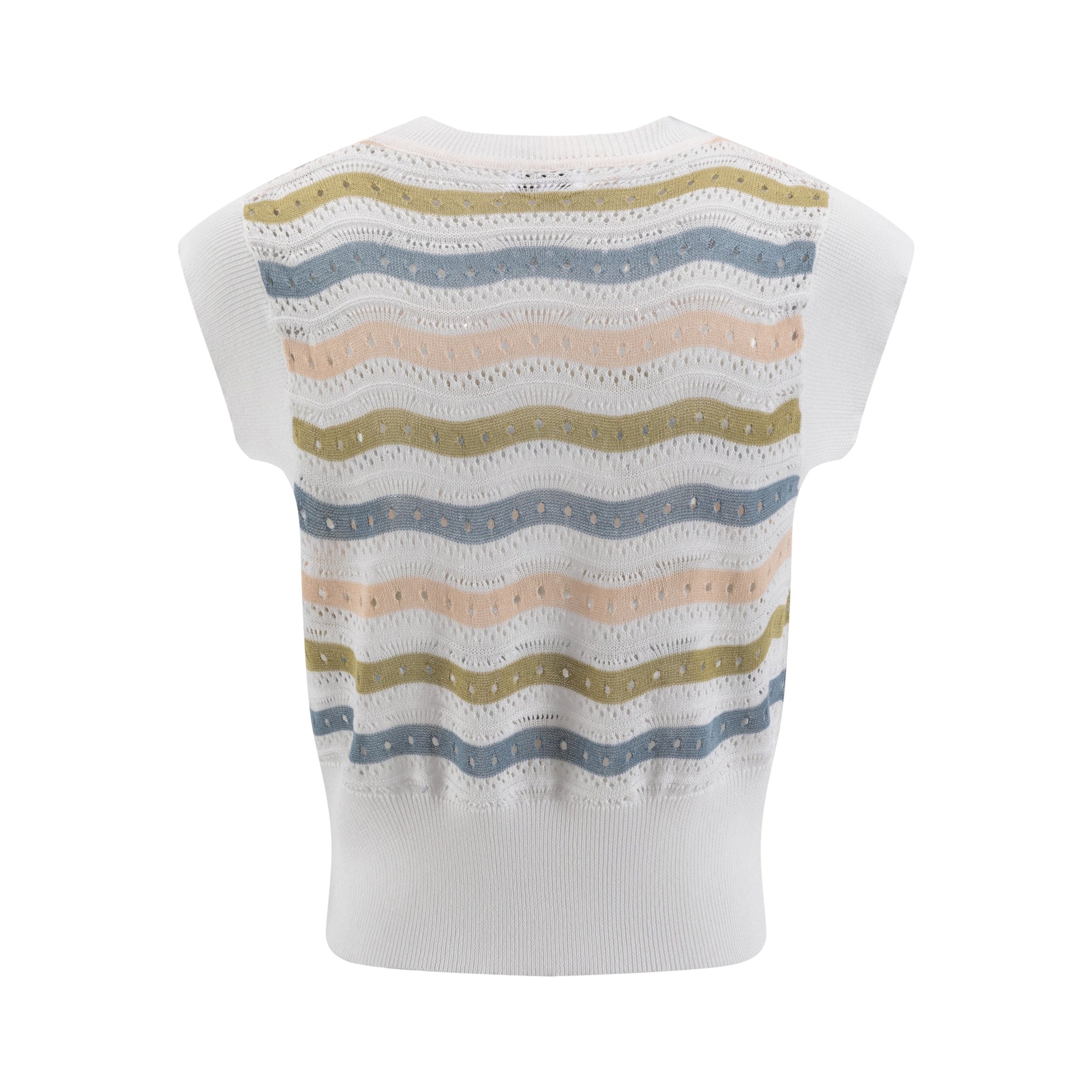 Ivory Knit Vest With Multi Colors