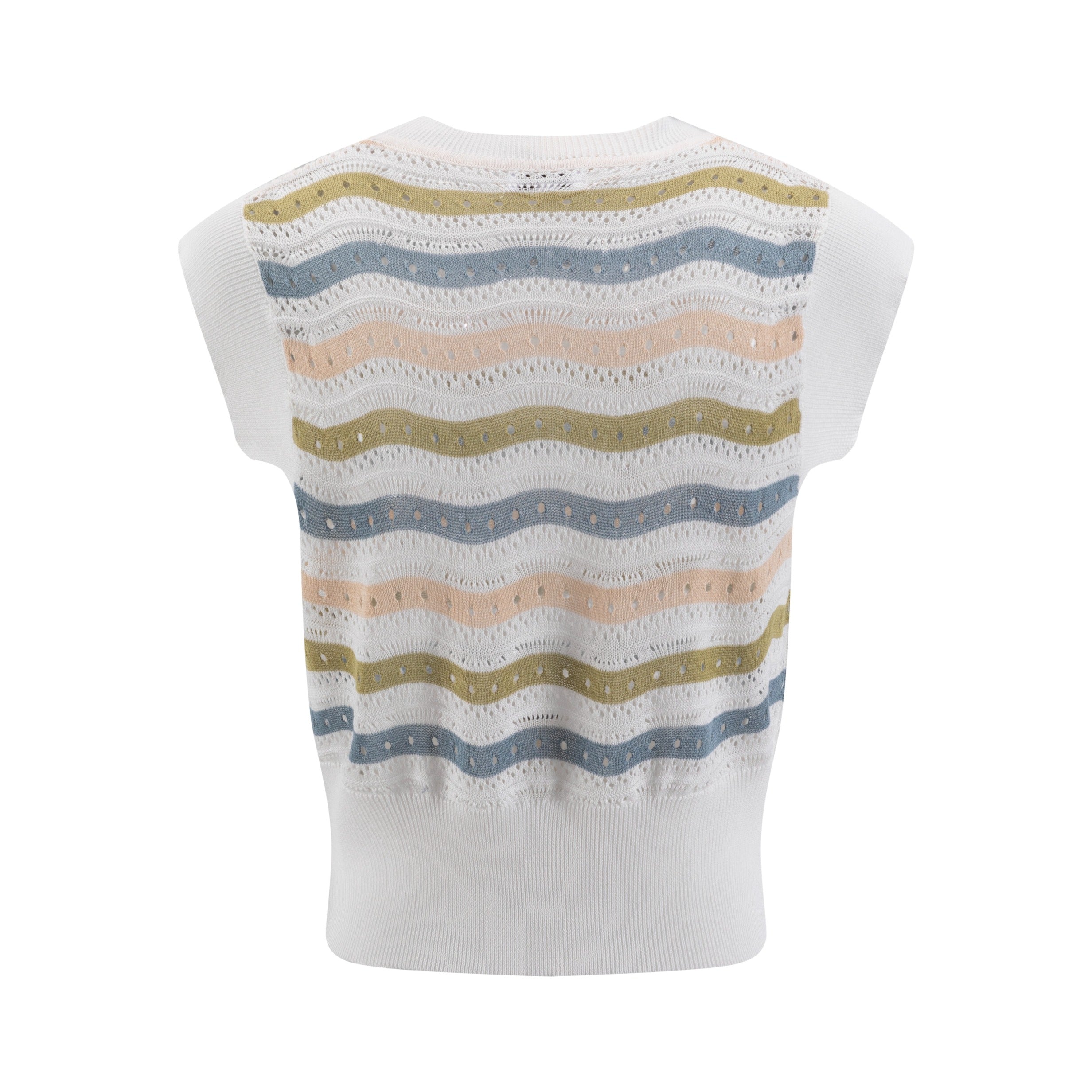 Ivory Knit Vest With Multi Colors