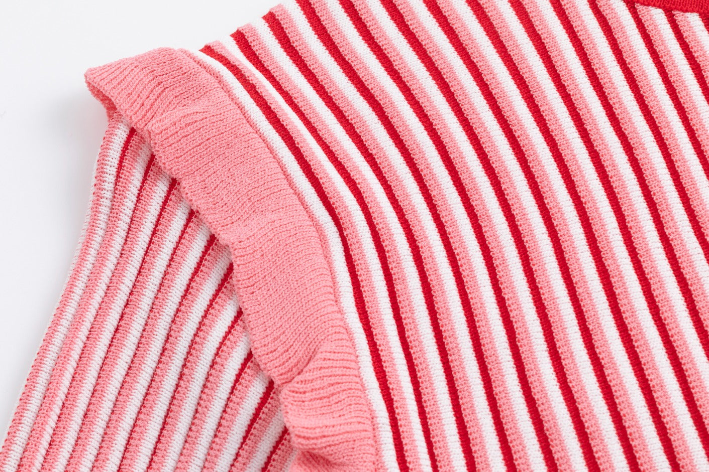 Pink And White Ribbed Knit Sweater