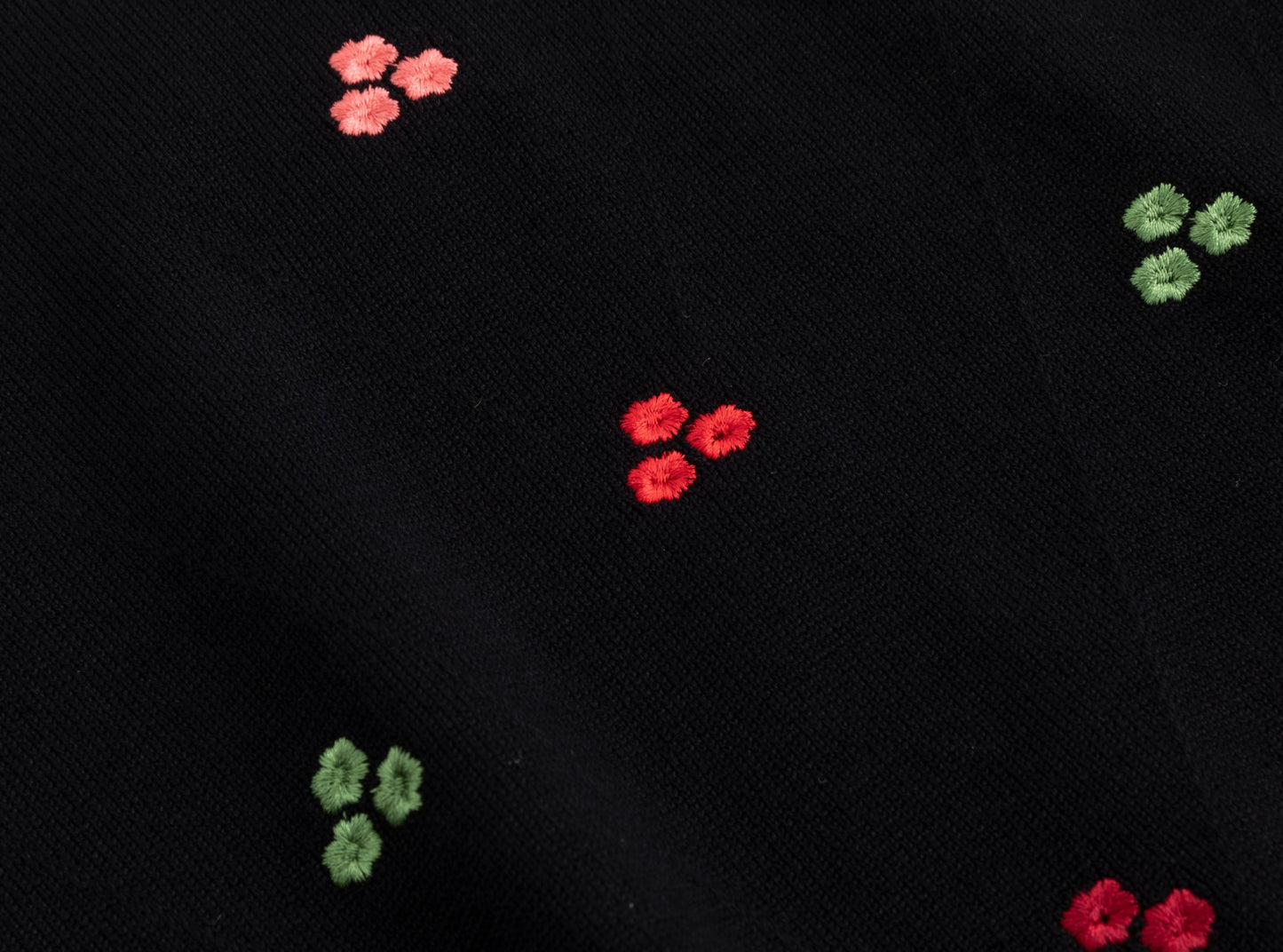 Black Knit Top With Multicolored Flower Embroidery