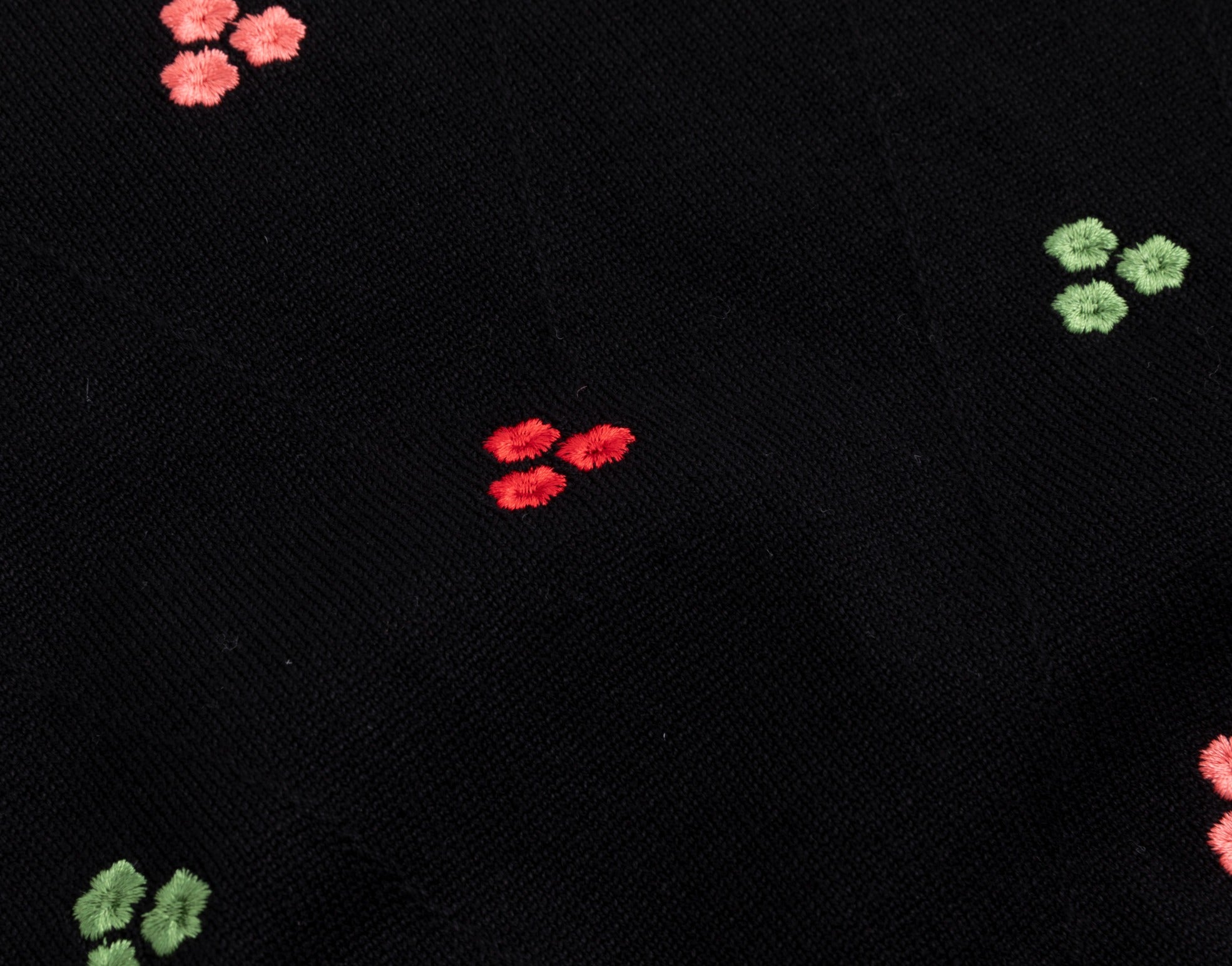 Black Knit Top With Multicolored Flower Embroidery