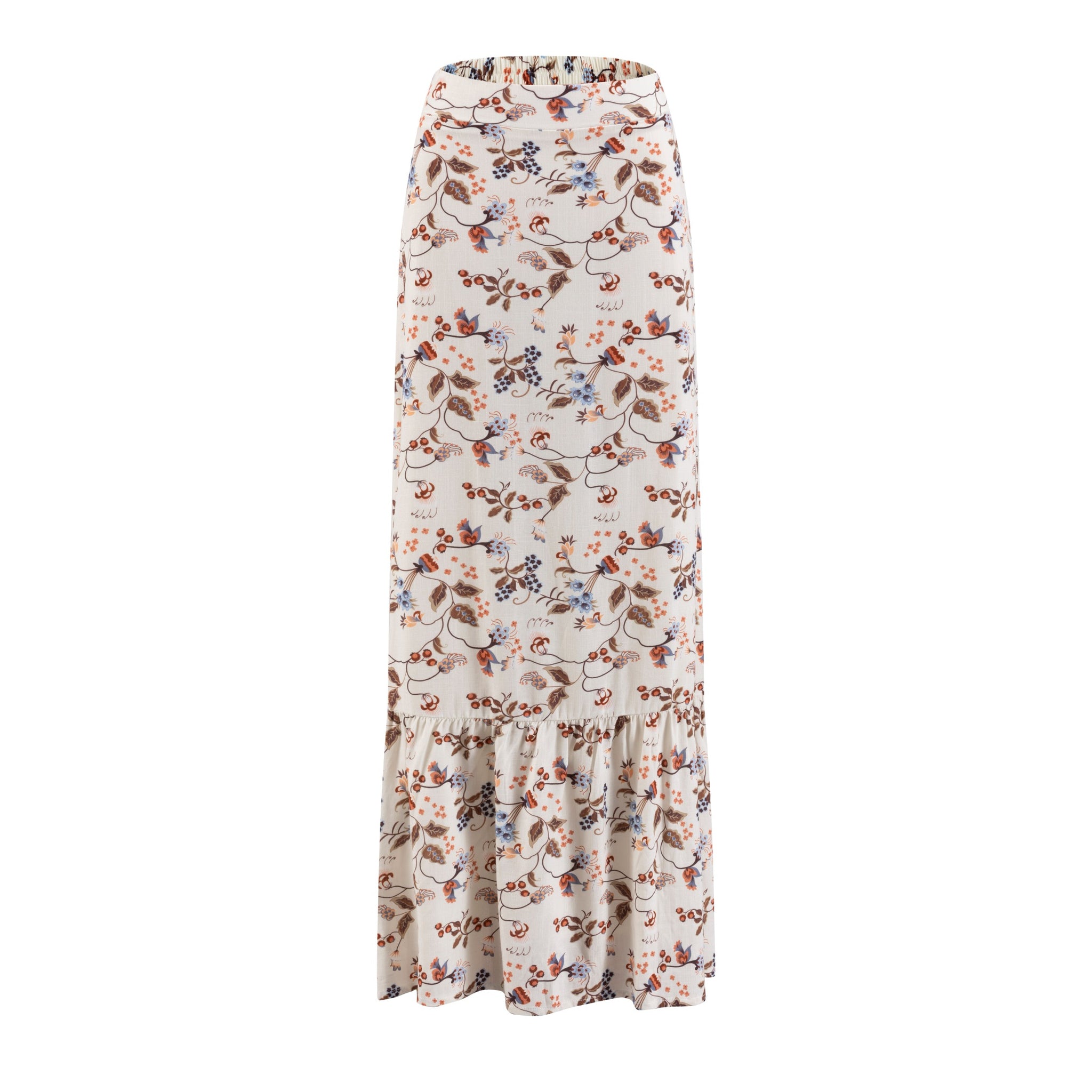 Brown Floral Printed Skirt