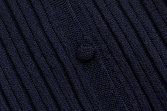 Navy Cotton Jumper With Knit Overlay