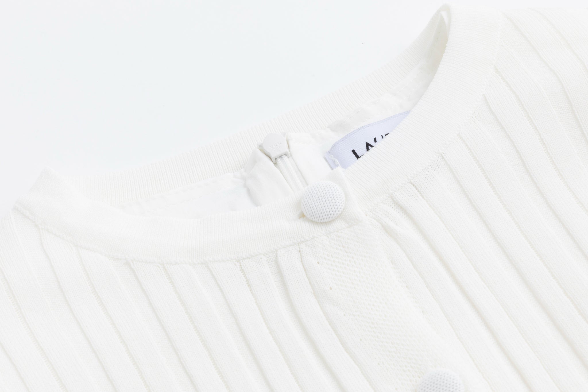 White Cotton Jumper With Knit Overlay