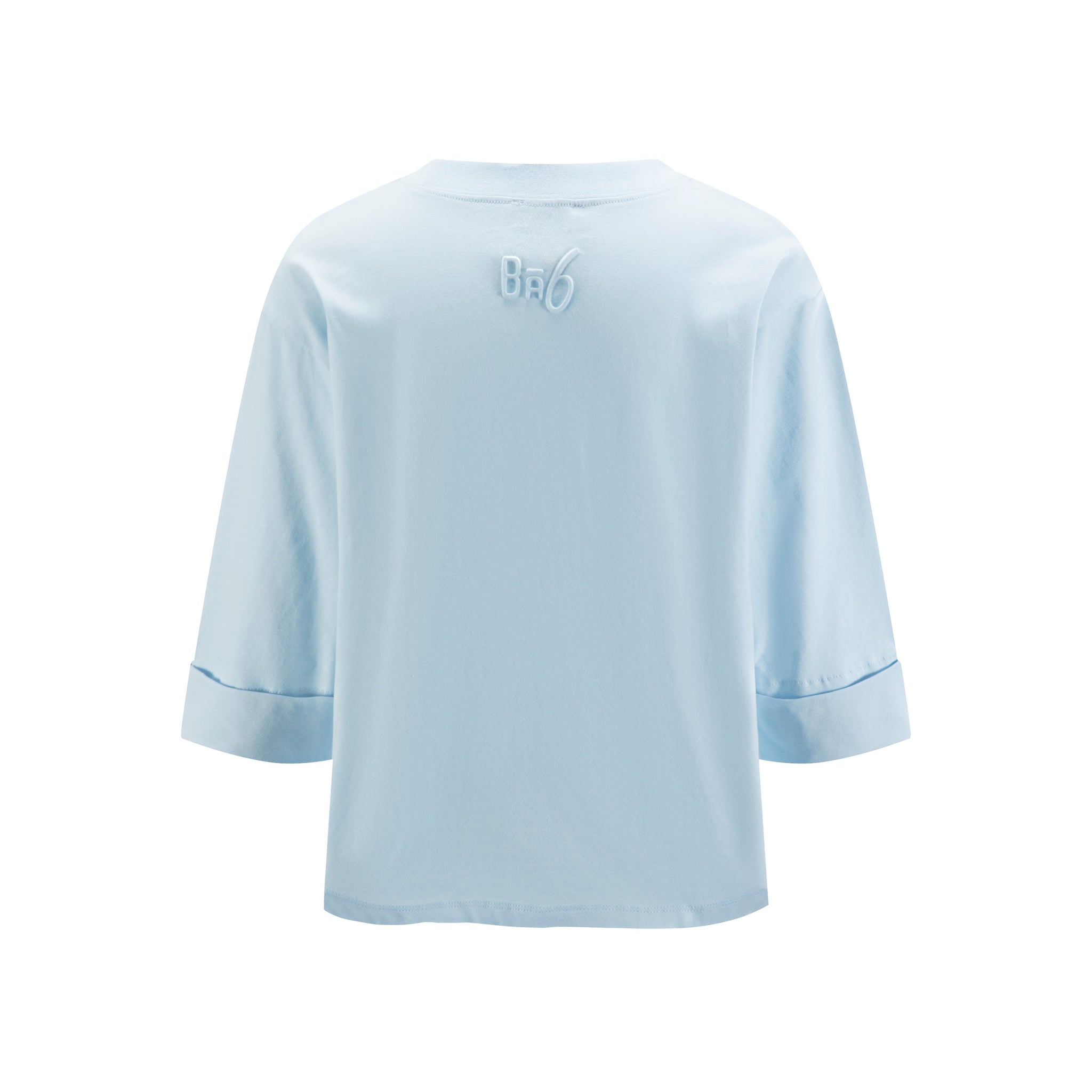 Boxy Fold Over Sleeve T-Shirt- Light Blue