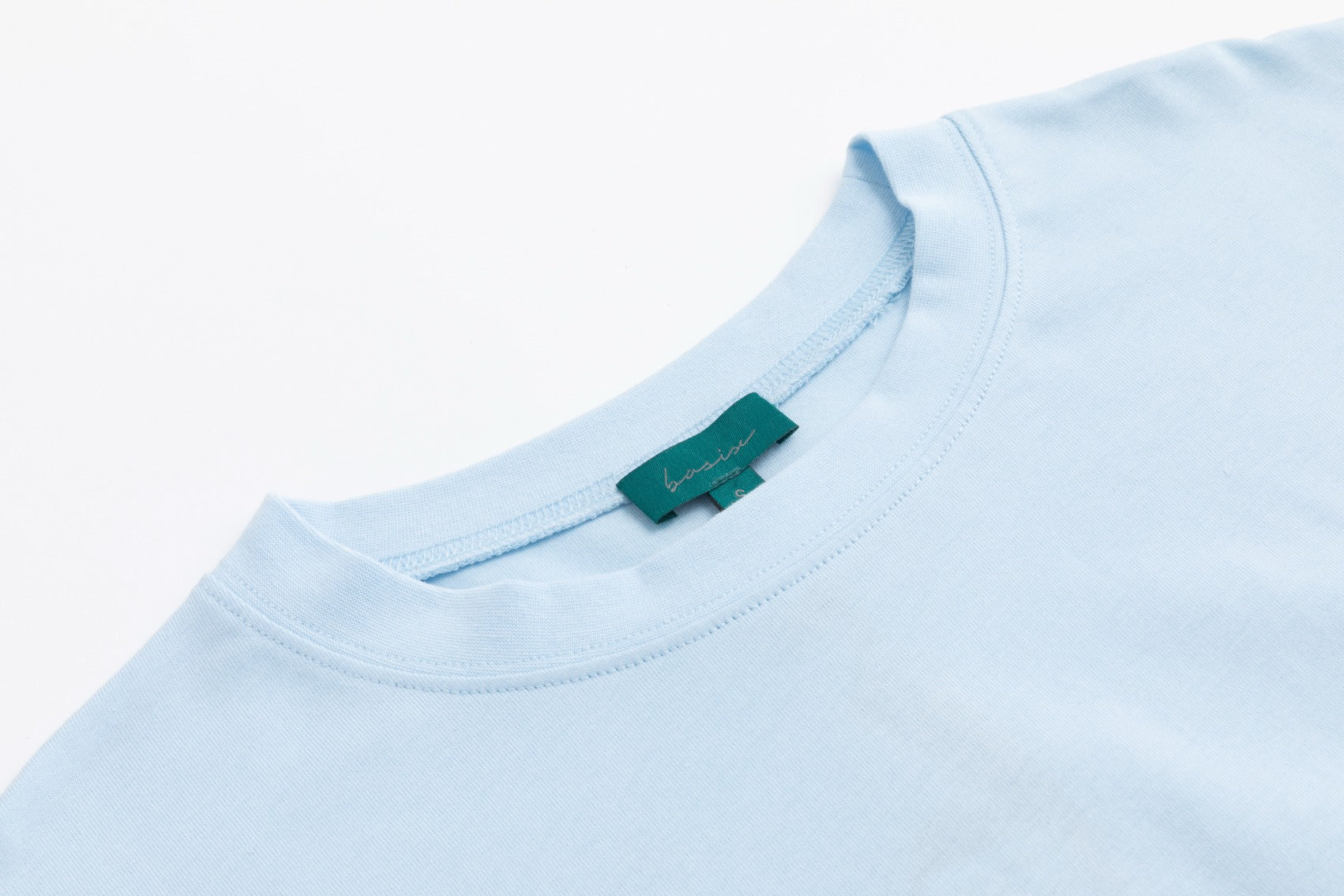 Boxy Fold Over Sleeve T-Shirt- Light Blue