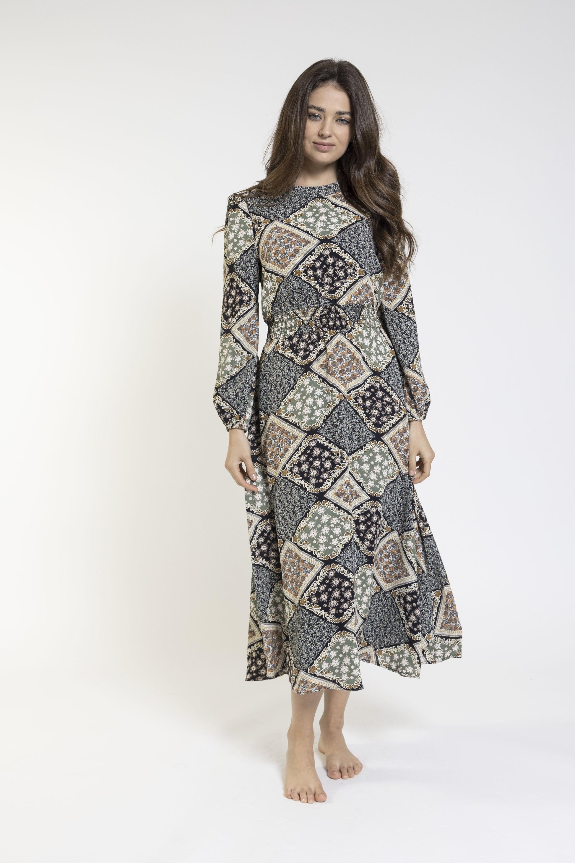 Big Print Smocking Waist Dress