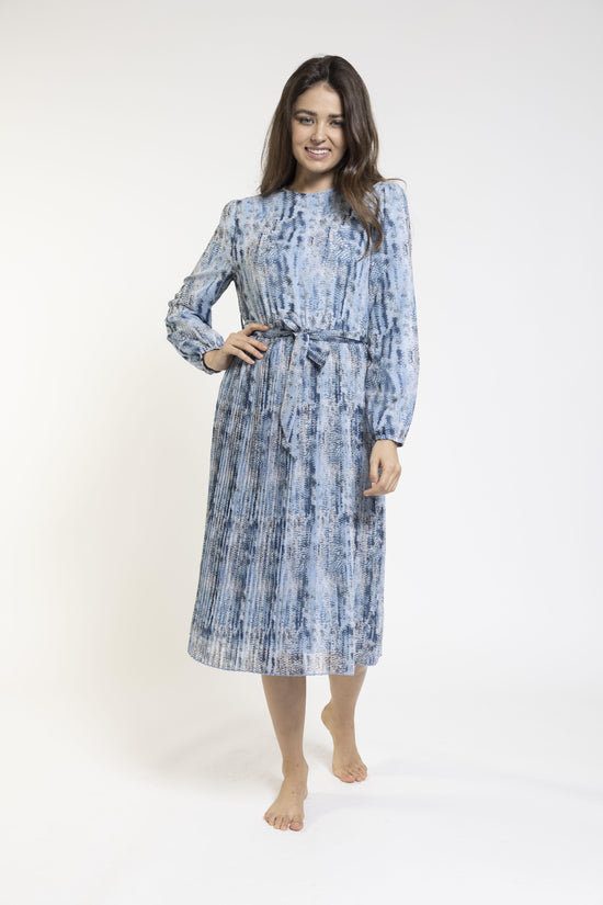 Print Dress With Bottom Pleats