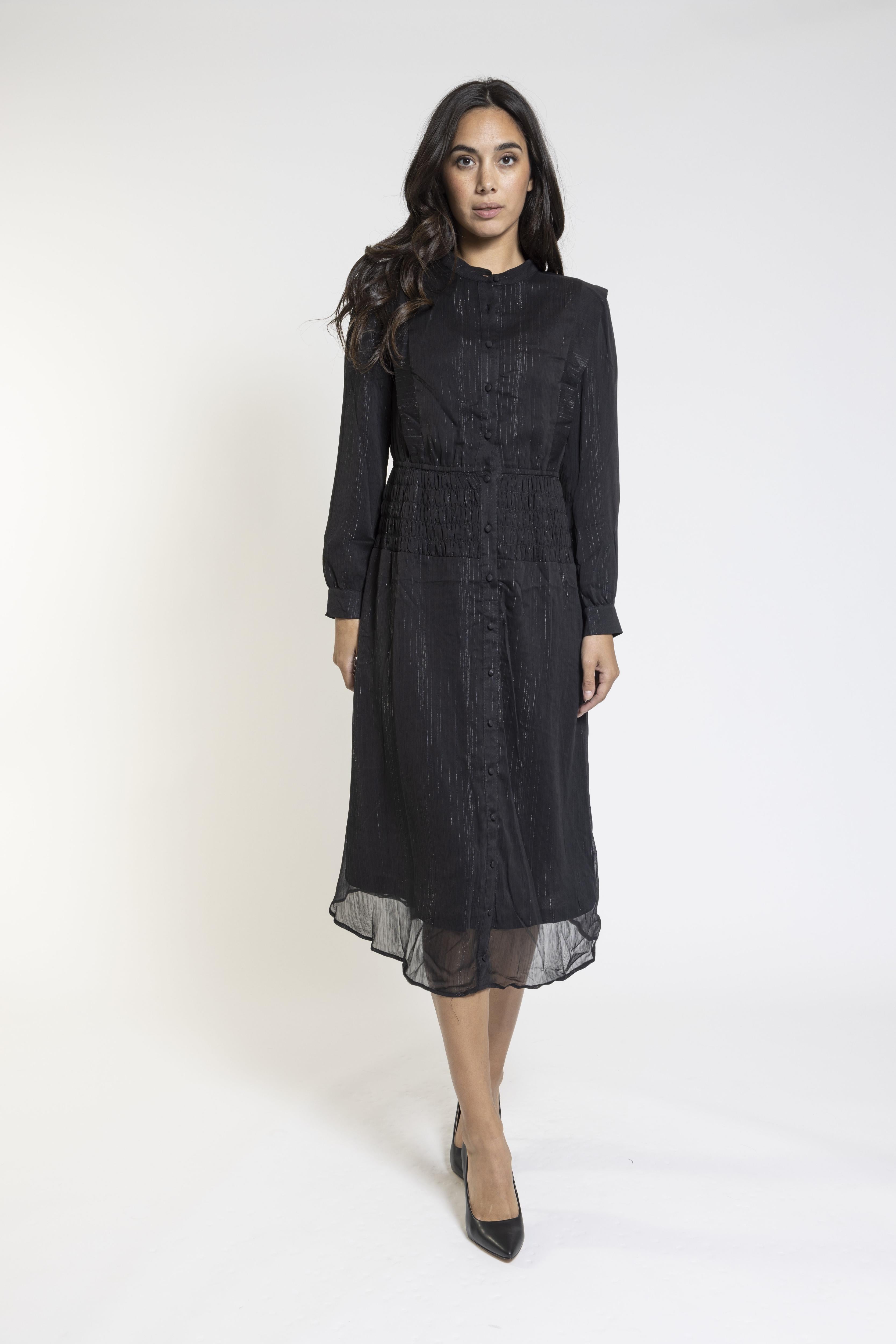 Button Front Smocking Waist Dress