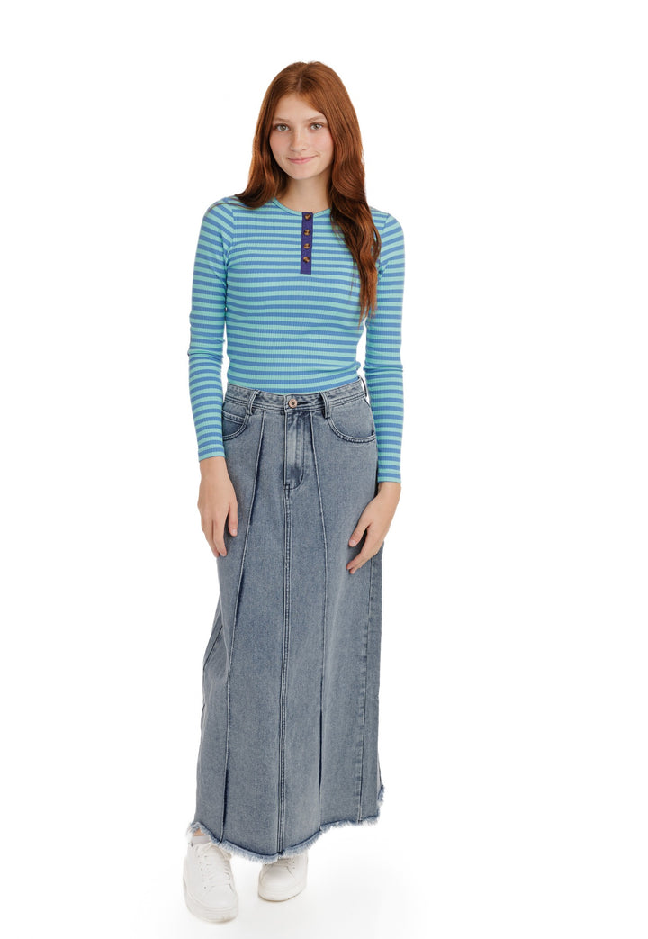 Denim Seam Skirt - Blue Denim