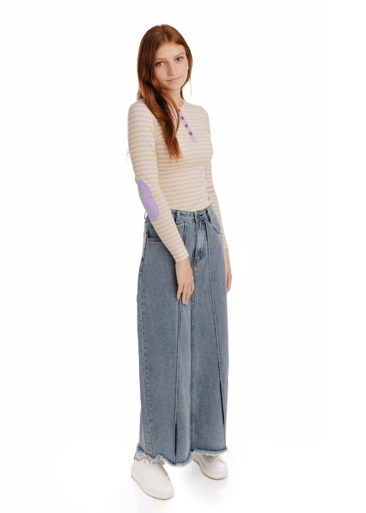 Denim Seam Skirt - Blue Denim