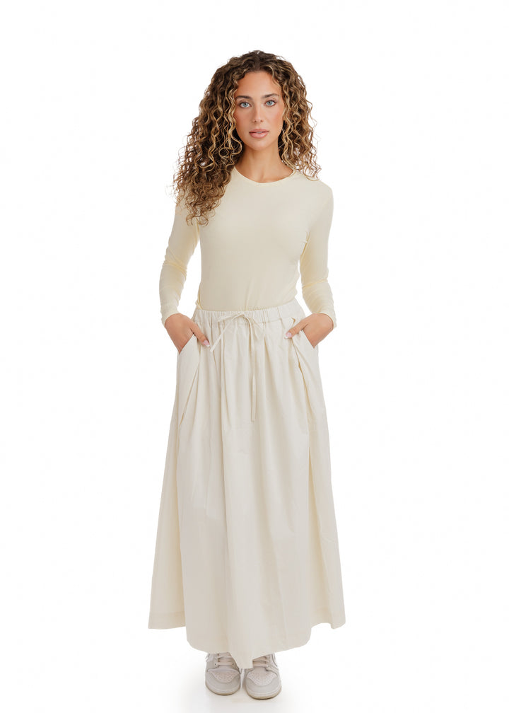 Drawstring Pocket Skirt - Cream