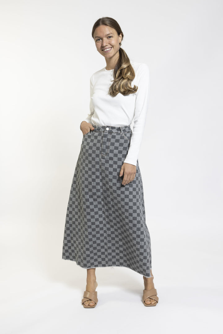 Black Square Denim Skirt